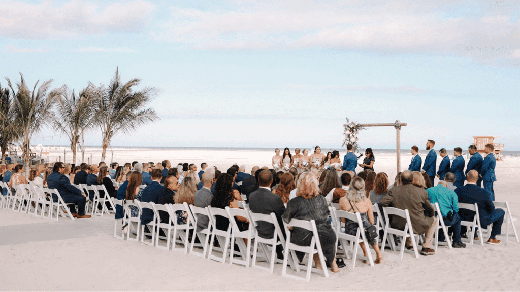 Private beach wedding ceremony at ICONA Diamond Beach