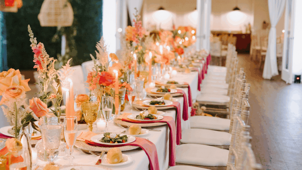 Winter wedding reception table