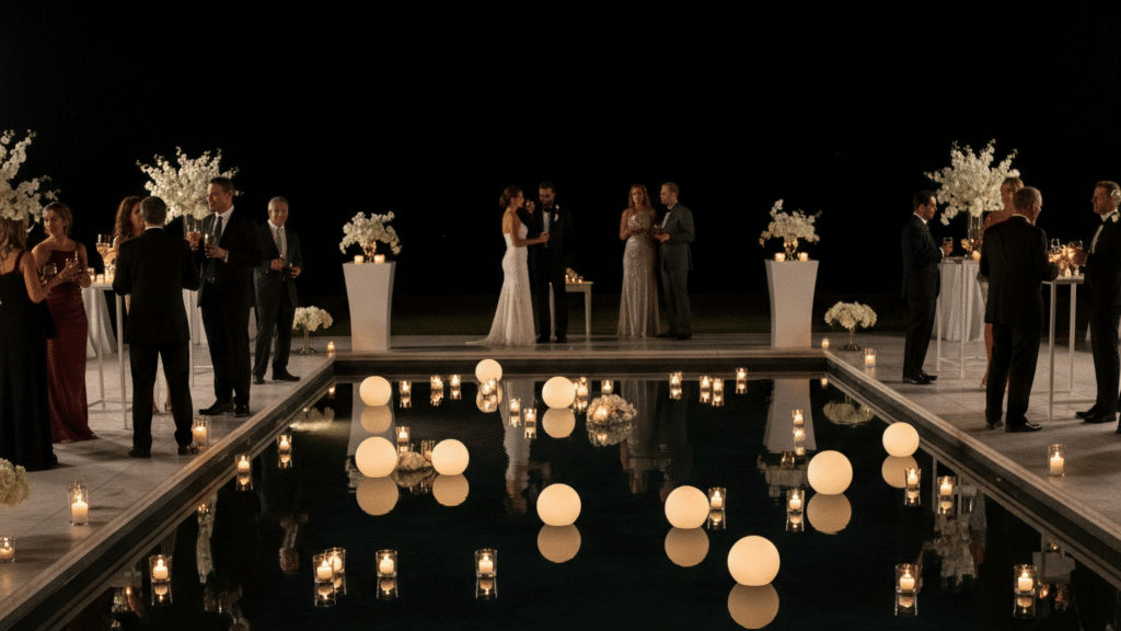Poolside wedding ceremony