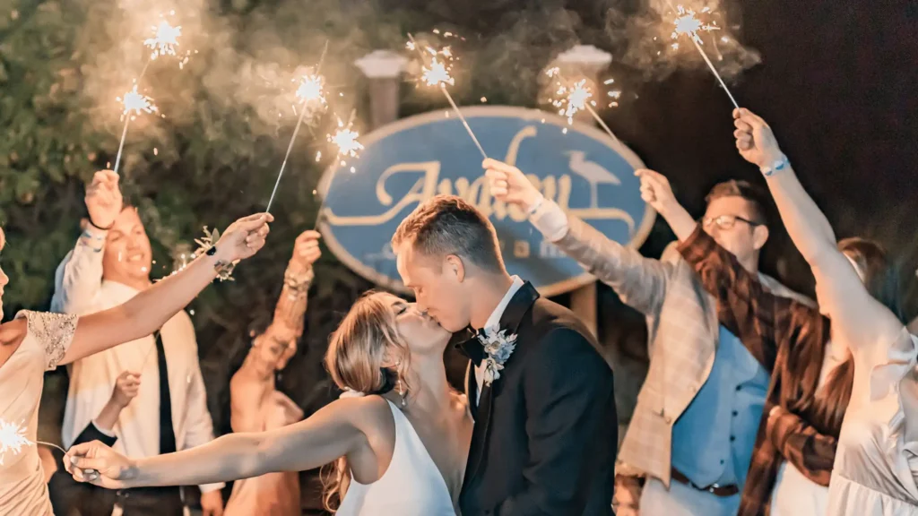 Sparkler sendoff for a wedding outside of ICONA Windrift