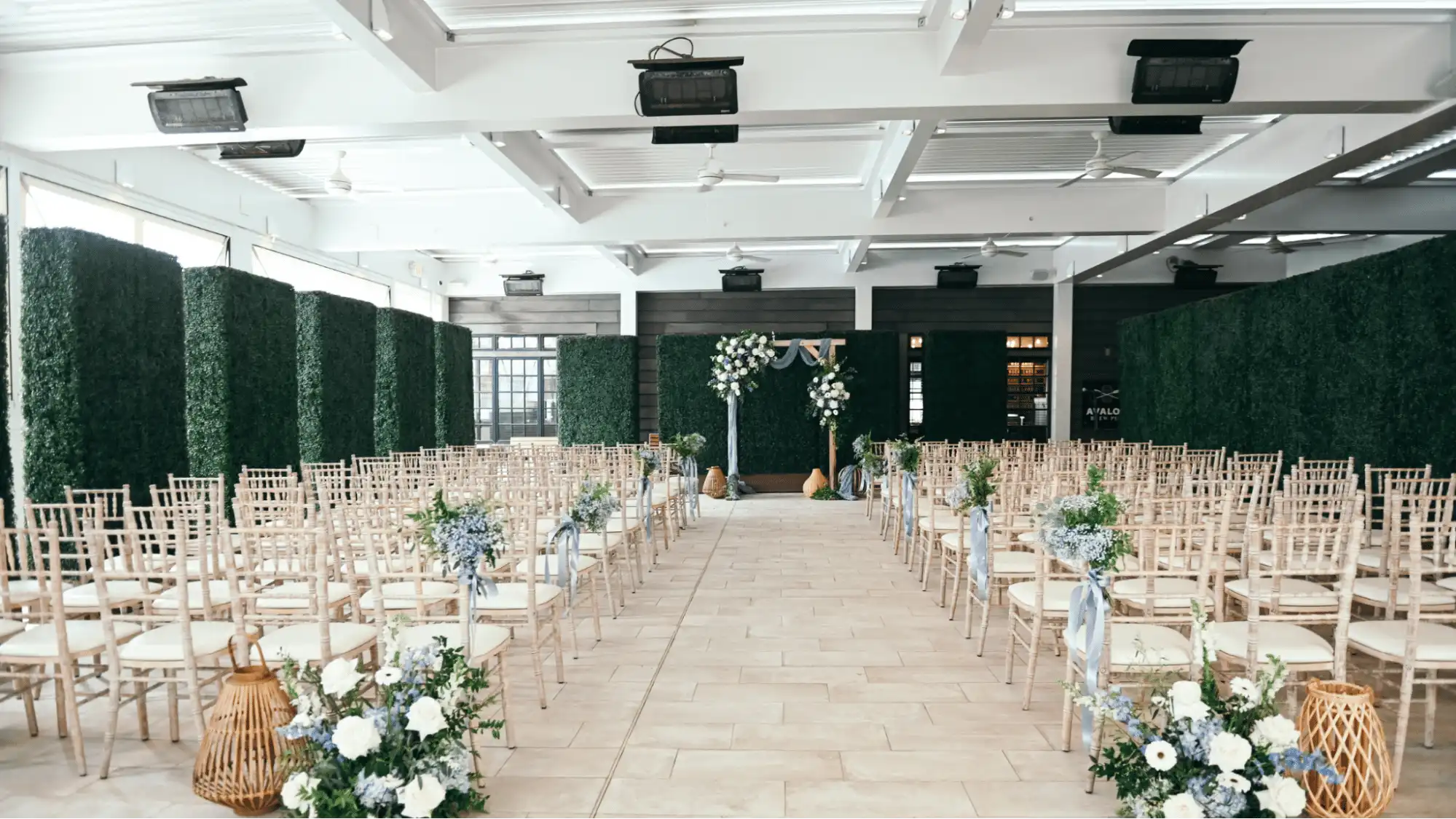 Wedding ceremony setup at the Veranda at ICONA Avalon