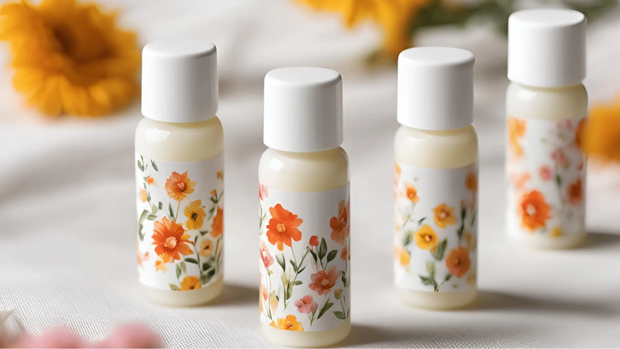 Miniature bottles of sunscreen